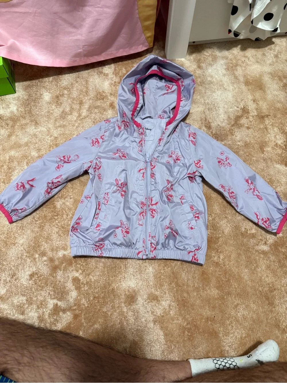 GAP Light Purple Floral Raincoat with Pink Trim